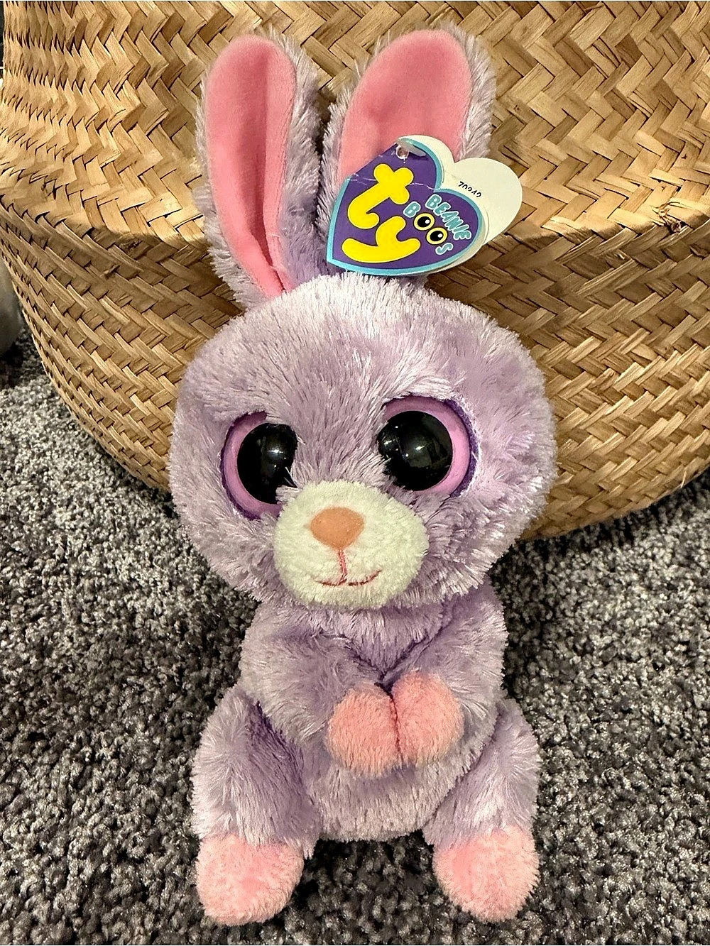 TY Beanie Boos Petunia Bunny 6” Purple Rabbit NWT Solid Eyes 2012
